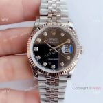 EWF Rolex Datejust 36mm Stainless Steel Black Diamond Copy Watch_th.jpg